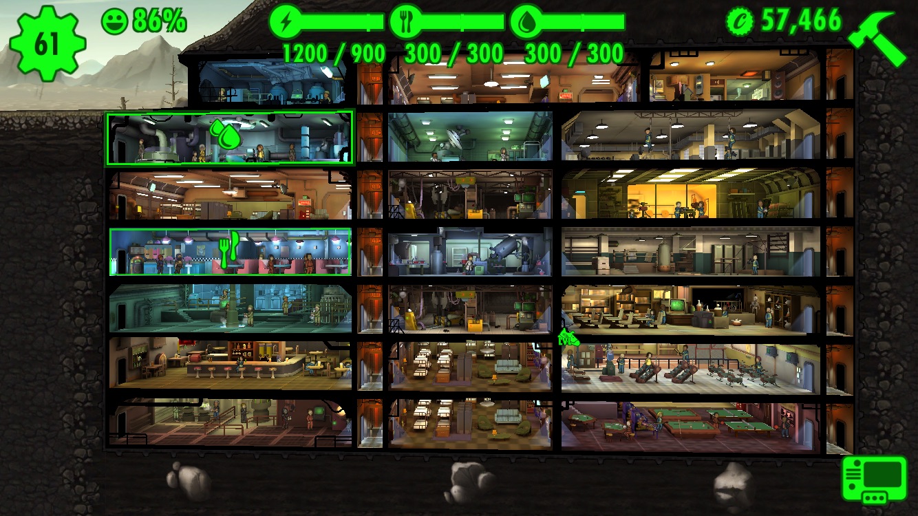 Fallout shelter комнаты