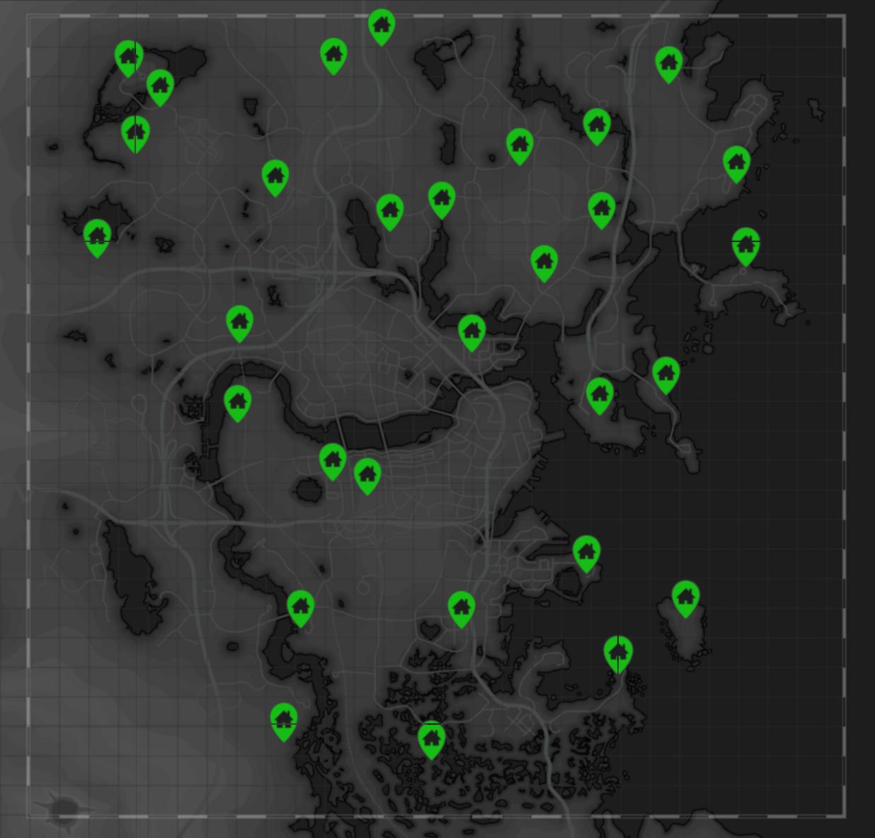 Местоположение поселений. Фоллаут 4 карта поселений. Карта всех поселений Fallout 4. Вся карта Fallout 4. Fallout 4 карта.