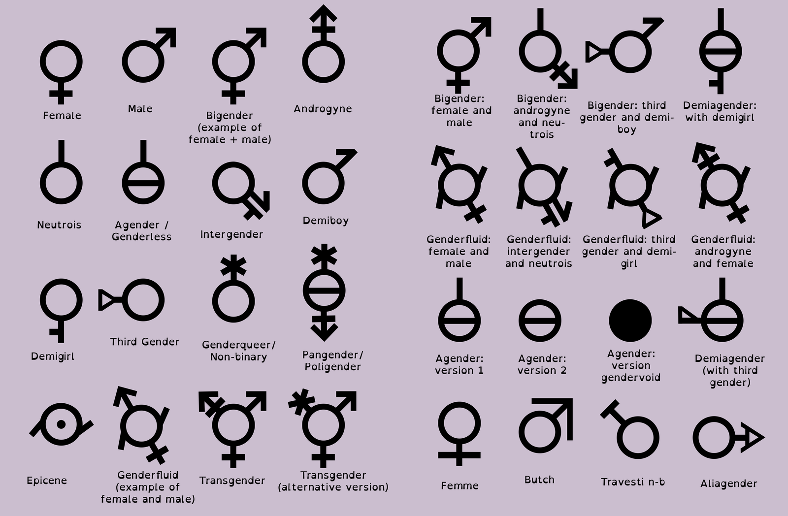 Таблица ориентаций и гендеров
