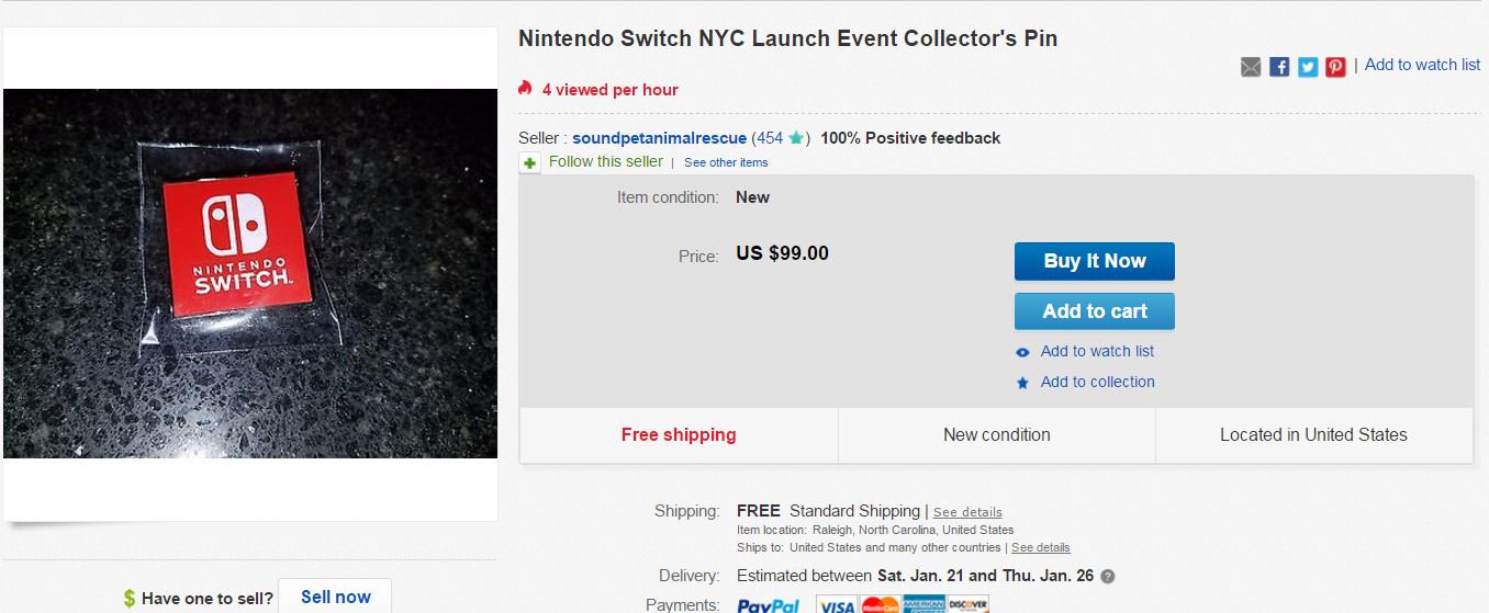Спекулянты продают воду и значки с ивента Nintendo Switch на аукционе