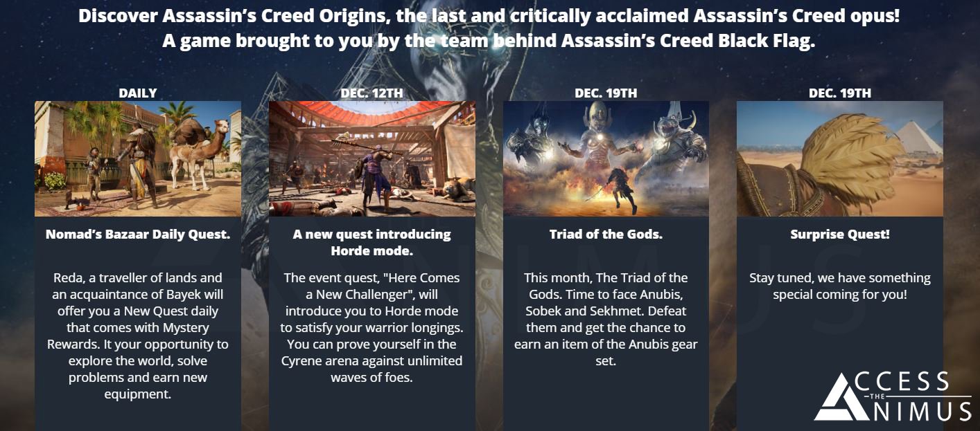 For Assassin's Creed Origins came out a patch with new mode, difficulty level and HDRGame playing info