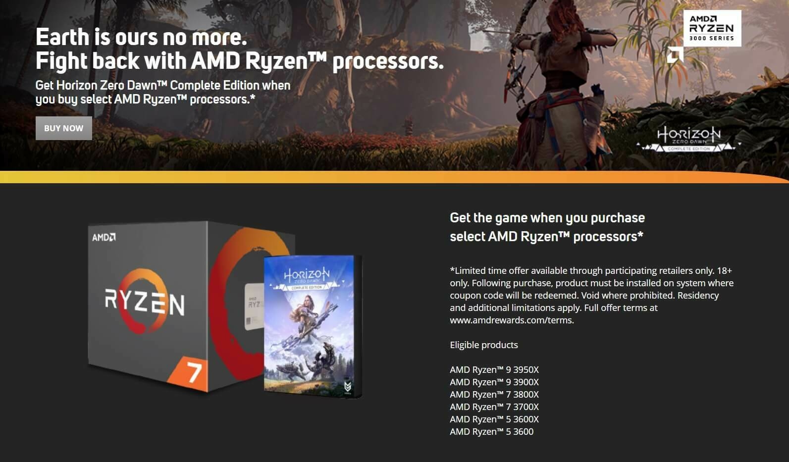Европейские ритейлеры предлагают PC-версию Horizon Zero Dawn за покупку AMD Ryzen