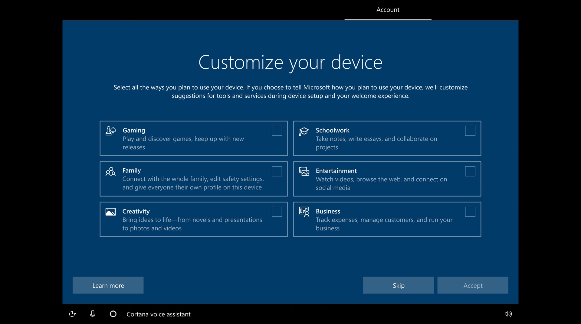 Windows 10 будет спрашивать, для каких целей используется PC
