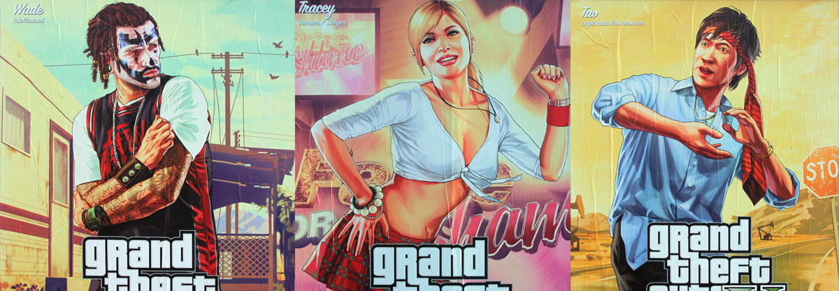 Уличные постеры GTA 5 с персонажами из игры - Shazoo