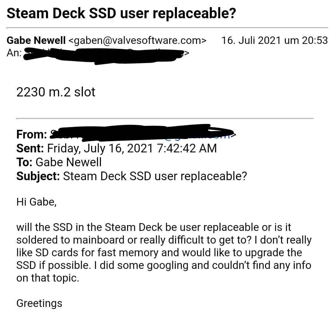 Гейб Ньюэлл: В Steam Deck есть внутренний SSD-слот