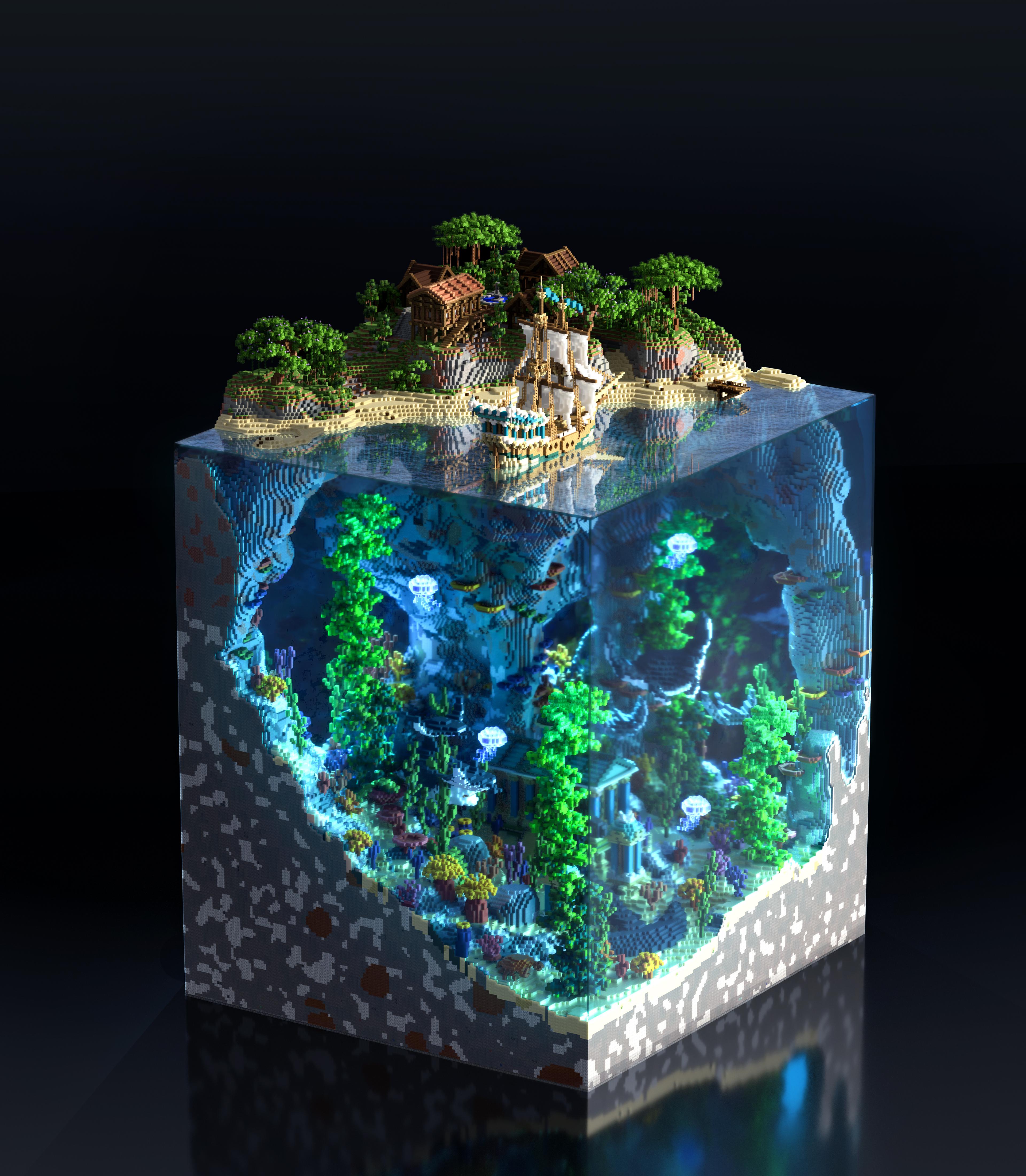 Игрок Minecraft создал потрясающую диораму мира в виде куба