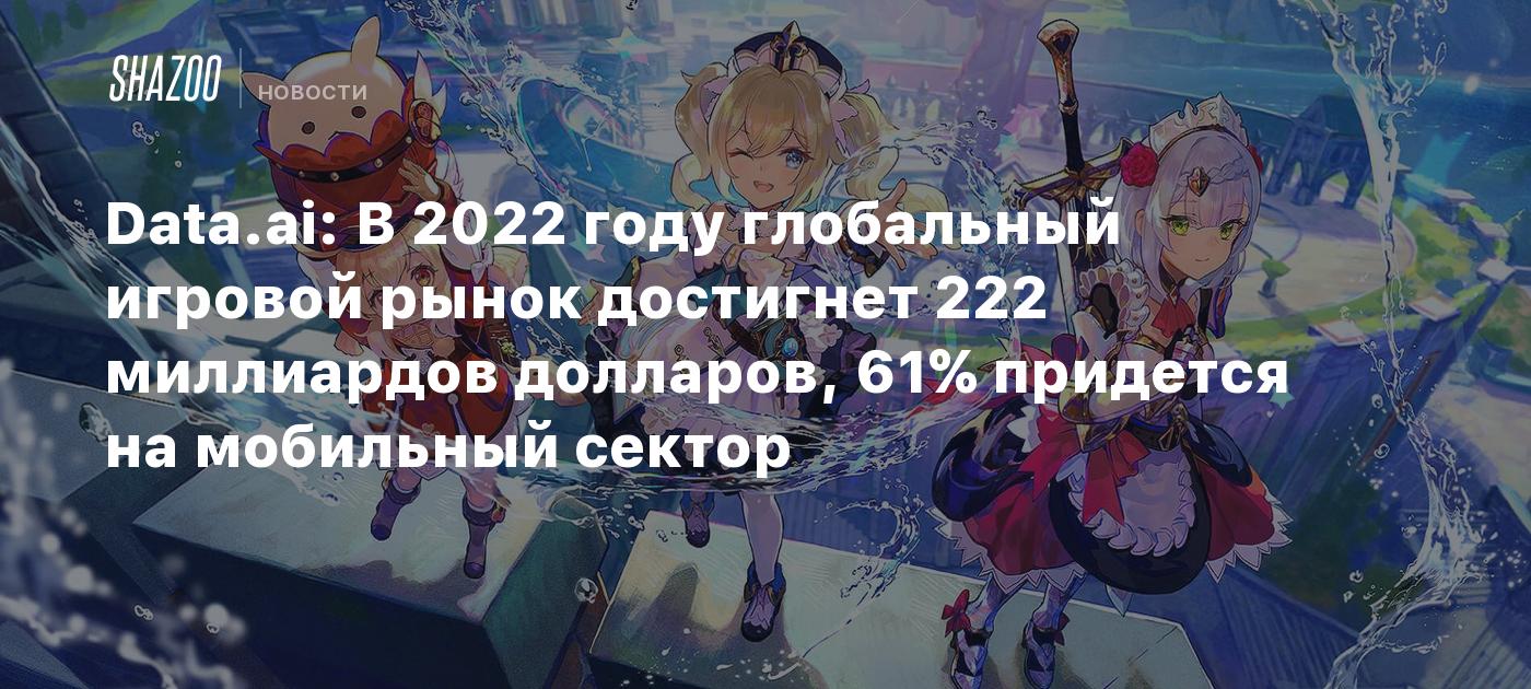 Data.ai: В 2022 году глобальный игровой рынок достигнет 222 миллиардов долларов, 61% придется на мобильный сектор - Shazoo