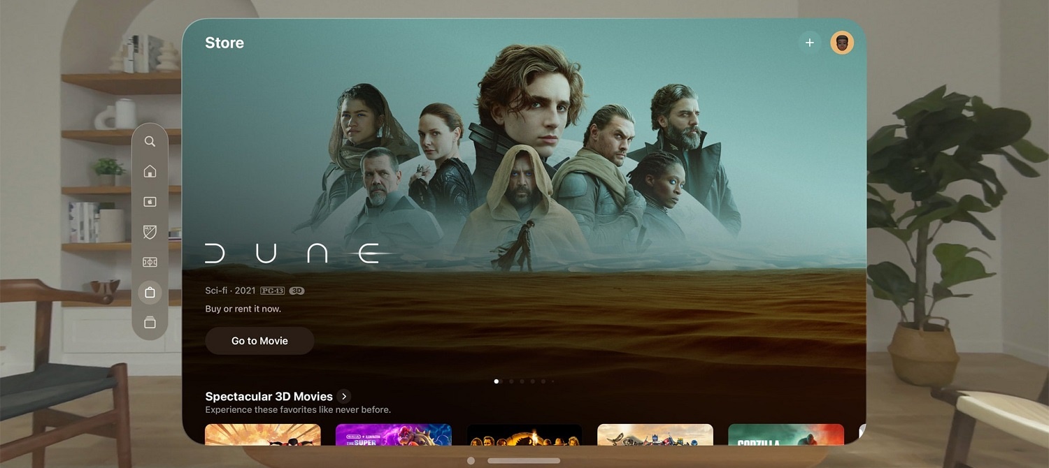 На запуске Apple Vision Pro будут доступны стриминги Apple TV+, Disney+, Prime Video и свыше 150 фильмов в 3D
