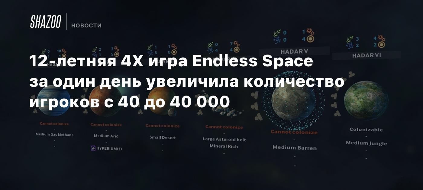 12-летняя 4X игра Endless Space за один день увеличила количество игроков с 40  до 40 000 - Shazoo