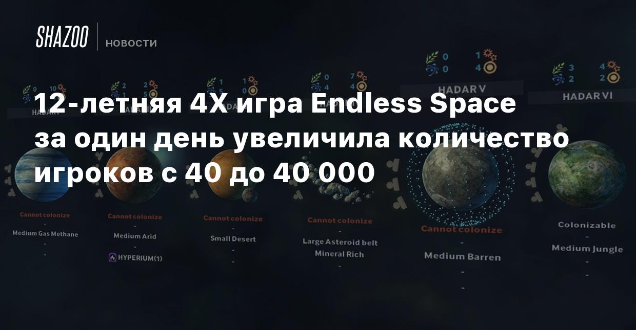 12-летняя 4X игра Endless Space за один день увеличила количество игроков с  40 до 40 000 - Shazoo