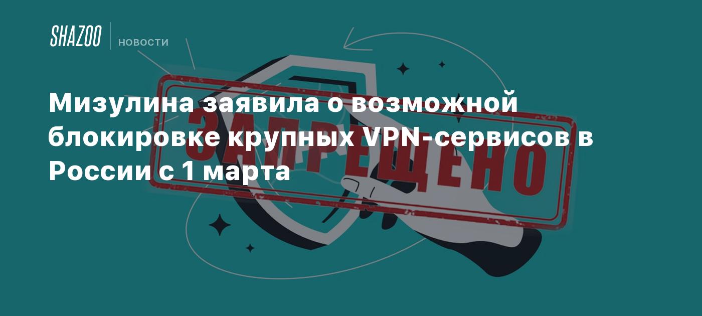 Мизулина заявила о возможной блокировке крупных VPN-сервисов в России с 1  марта - Shazoo