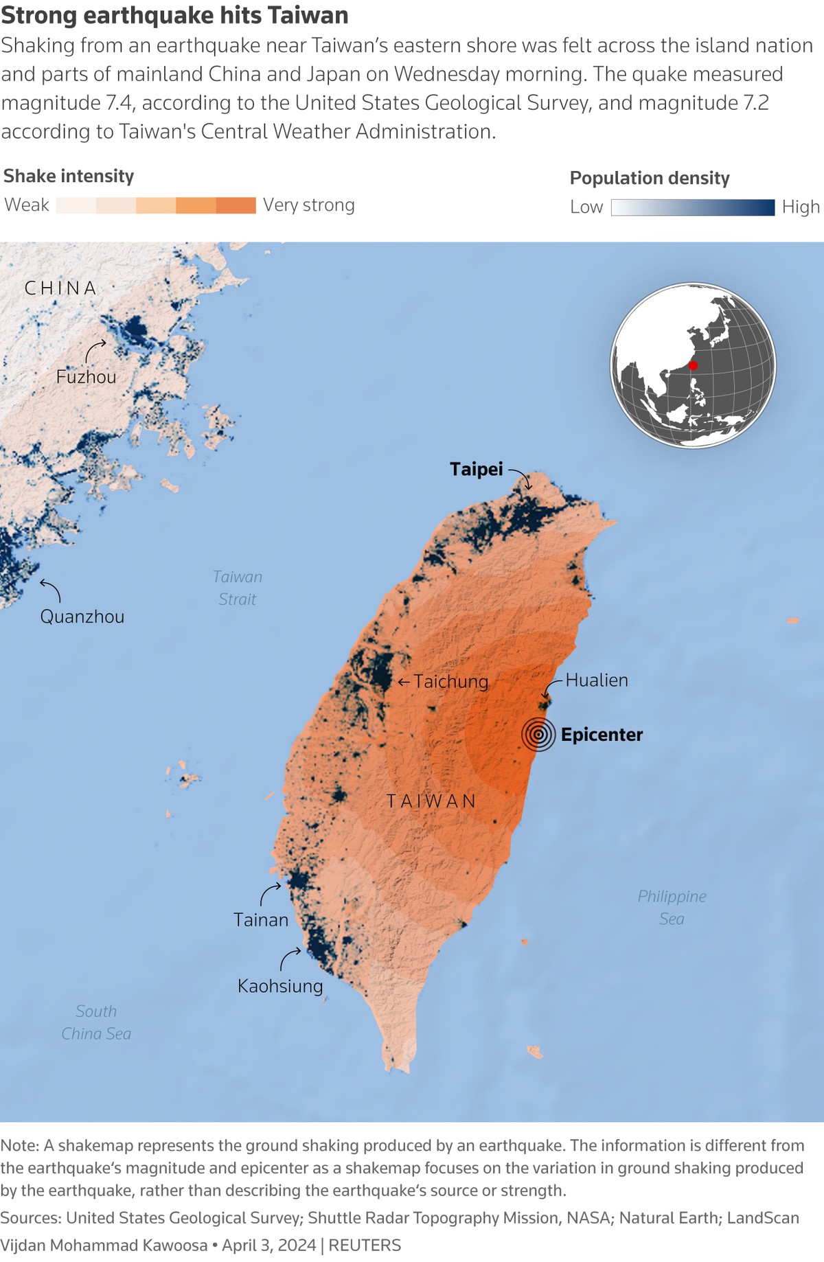 На Тайване произошло самое сильное землетрясение за 25 лет