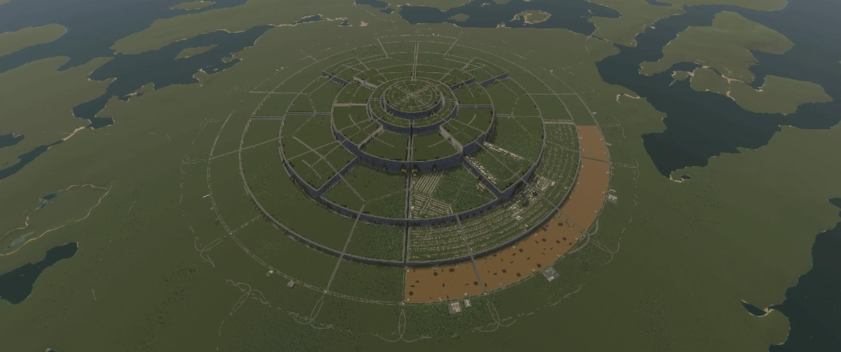 Игрок Cities: Skylines поделился билдом с огромным круглым городом в стиле Атаки Титанов или Минас Тирита