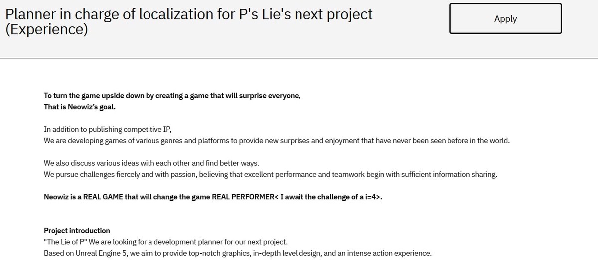 Сиквел Lies of P будет работать на движке Unreal Engine 5
