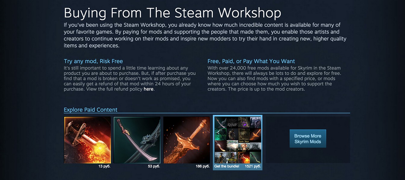 В Steam появилась продажа модов для Skyrim