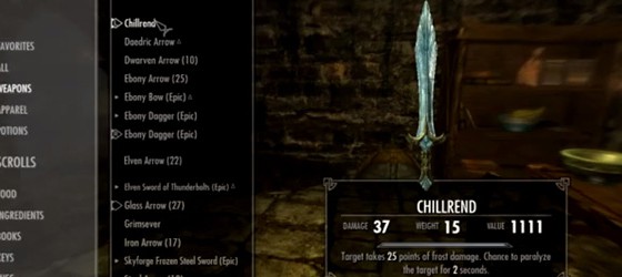Легендарный меч Чиллренд в The Elder Scrolls V: Skyrim