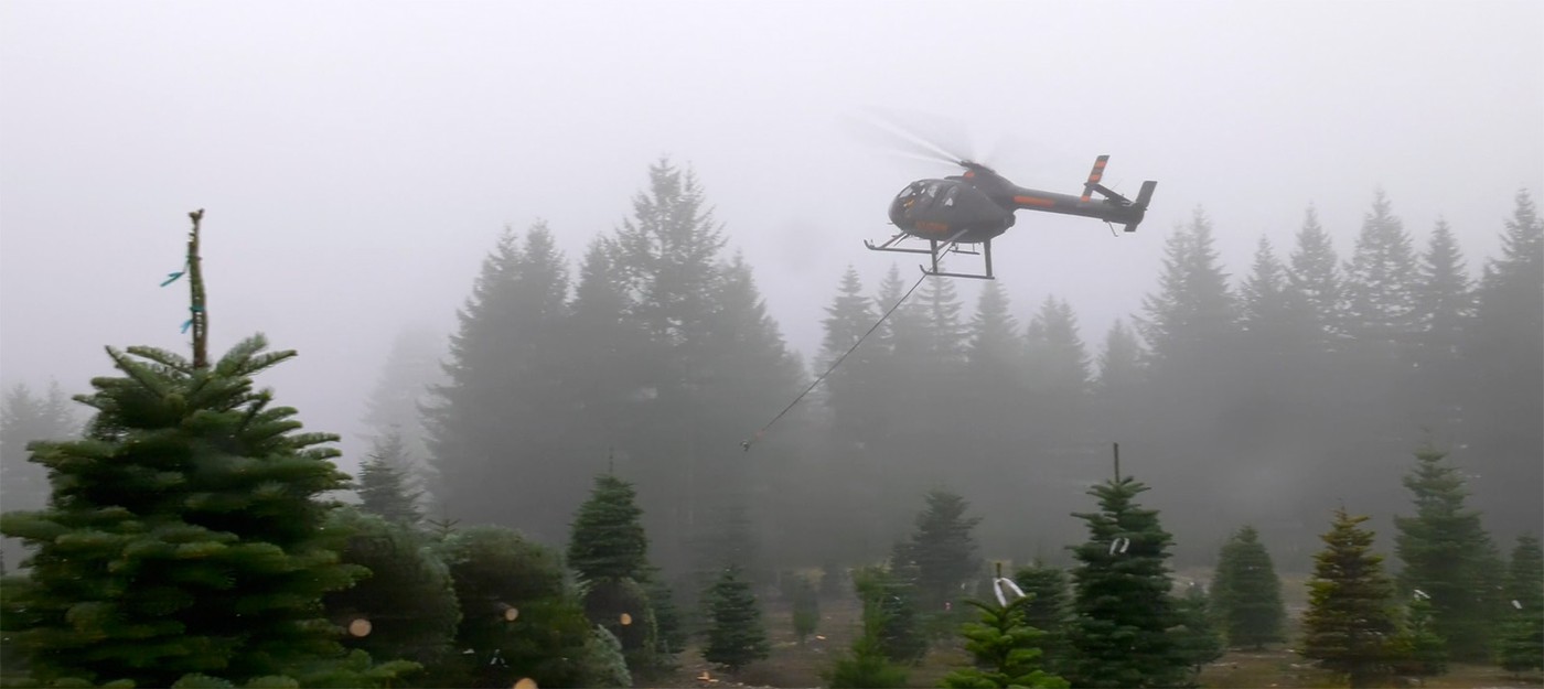 Вот так вертолет перевозит новогодний дух