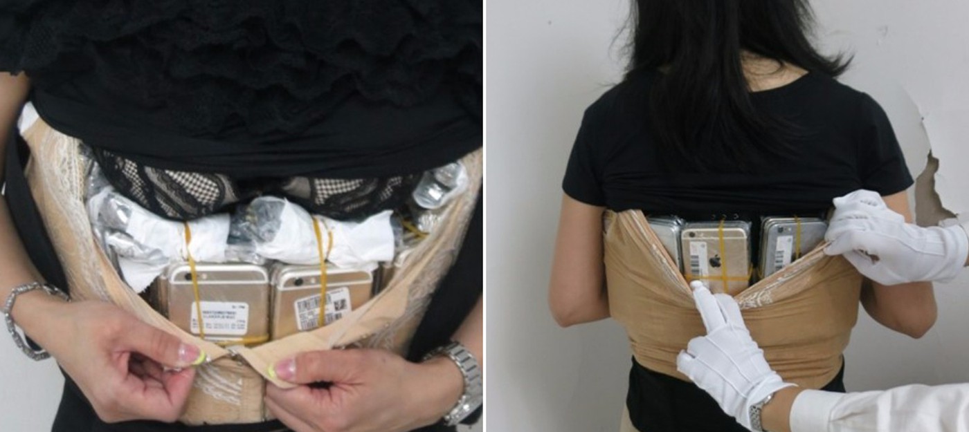 Китайская таможня задержала женщину со 102 iPhone в одежде