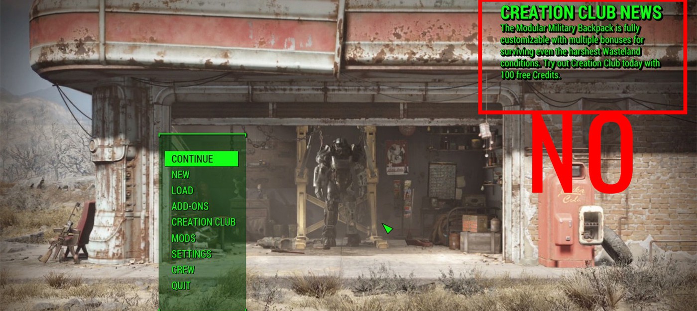 Мод, удаляющий рекламу Creation Club из Fallout 4 пользуется популярностью