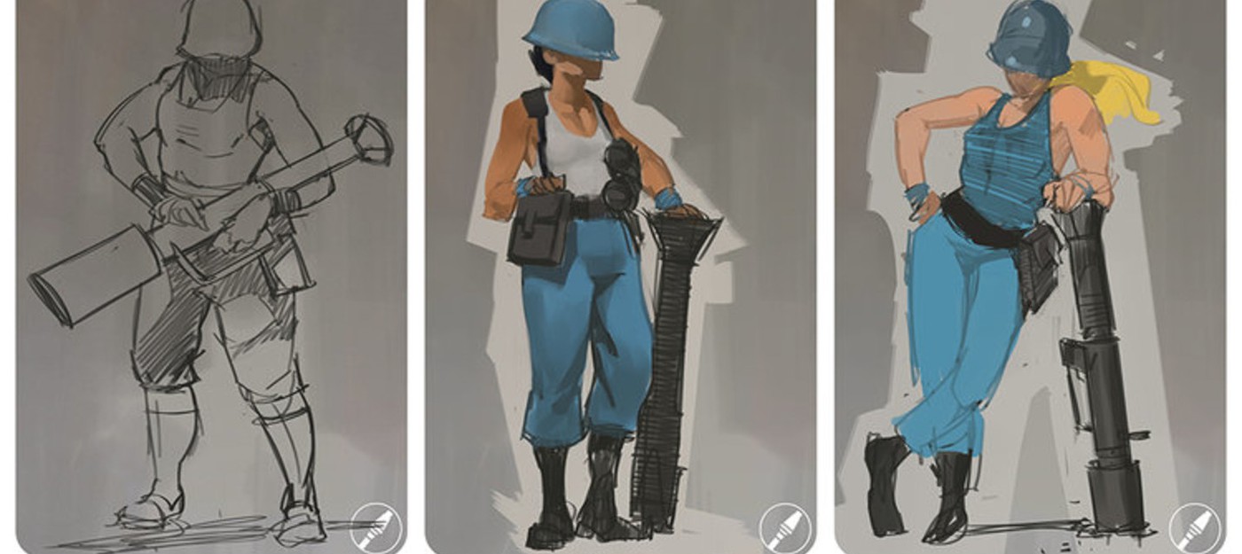 Концепт-арты женских персонажей Team Fortress 2