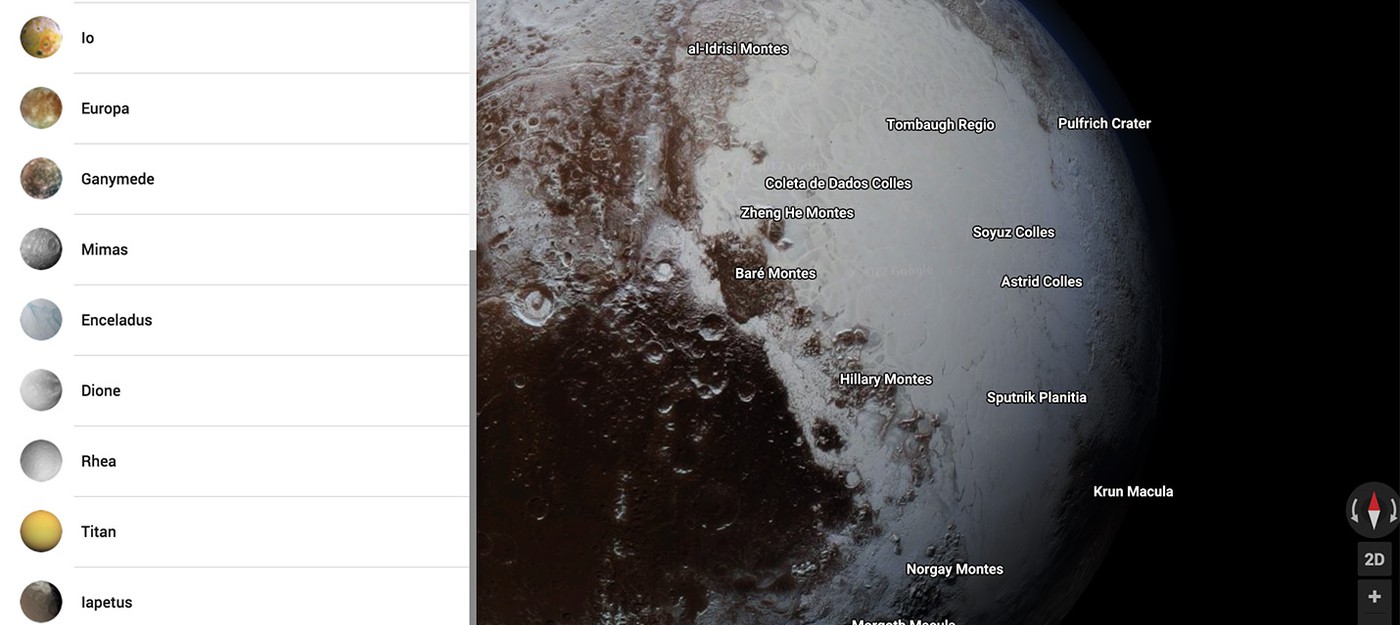Google Maps теперь позволяет рассматривать планеты и луны