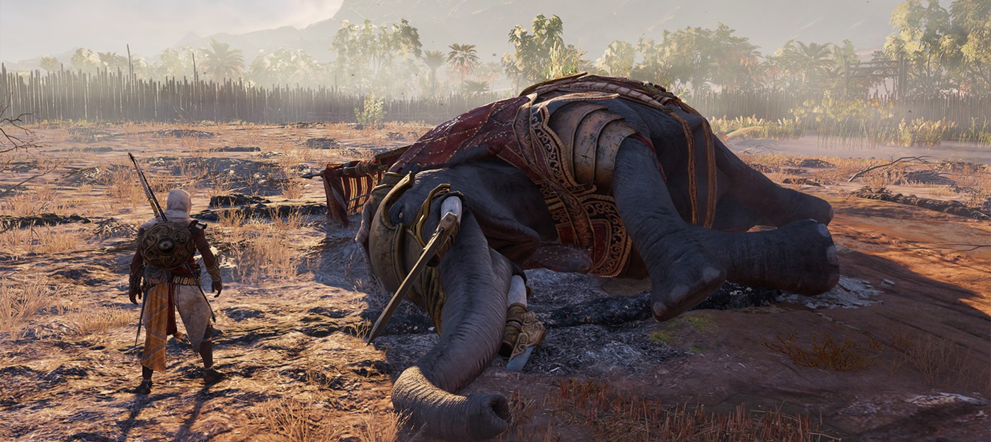 Геймер Assassin's Creed Origins попытался одолеть слона голыми руками