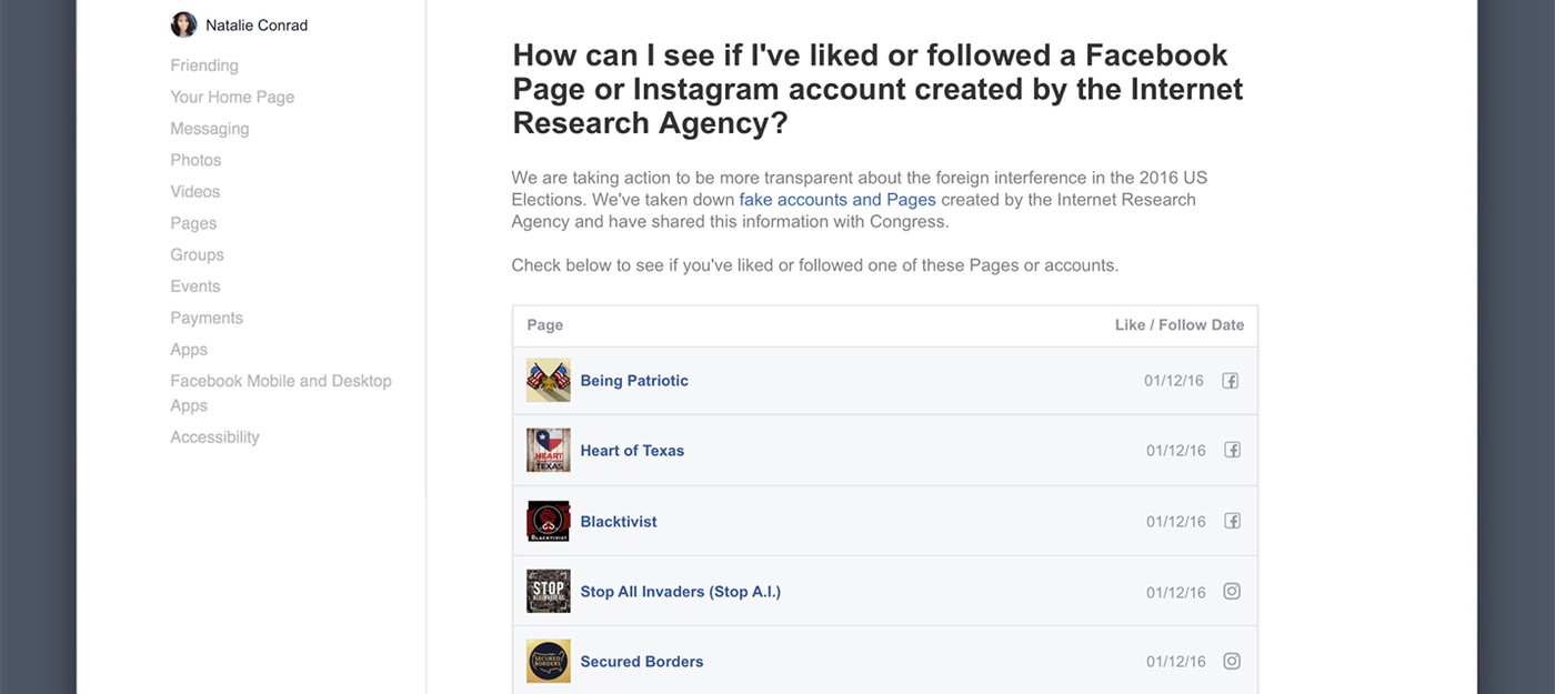 Facebook уведомит американцев, которые видели российскую пропаганду