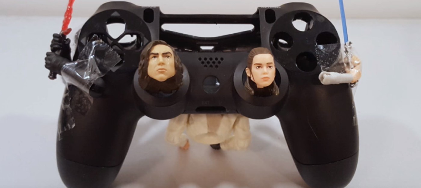 Кастомный геймпад PS4 с головами героев Star Wars вместо стиков