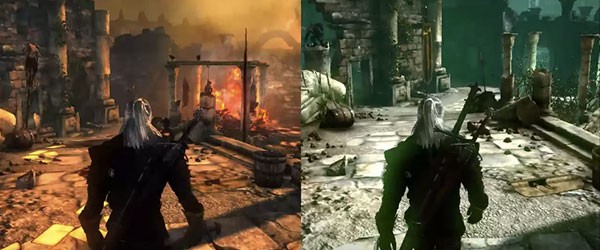 Сравнение обычной и улучшенной версии The Witcher 2