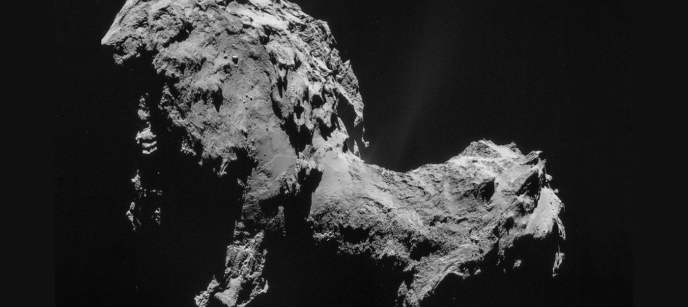 Космический "снегопад" на гифке с поверхности кометы
