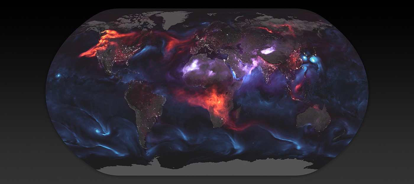 NASA опубликовала устрашающую визуализацию аэрозолей в атмосфере Земли
