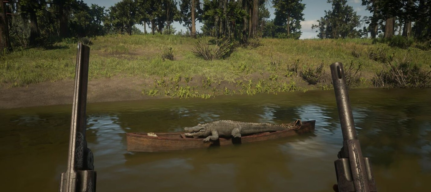 Игроки Red Dead Online загнали аллигатора на ледяное озеро