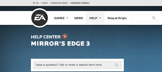 Страничка Mirror's Edge 2 появилась на сайте поддержки EA