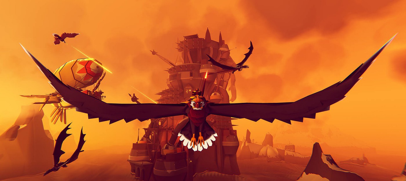 Сражения на гигантских орлах над бушующим морем в геймплее The Falconeer