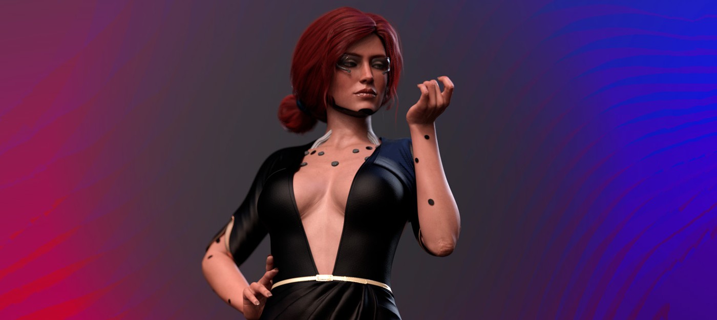 Фанат изобразил Трисс из "Ведьмака" в корпоративном образе Cyberpunk 2077