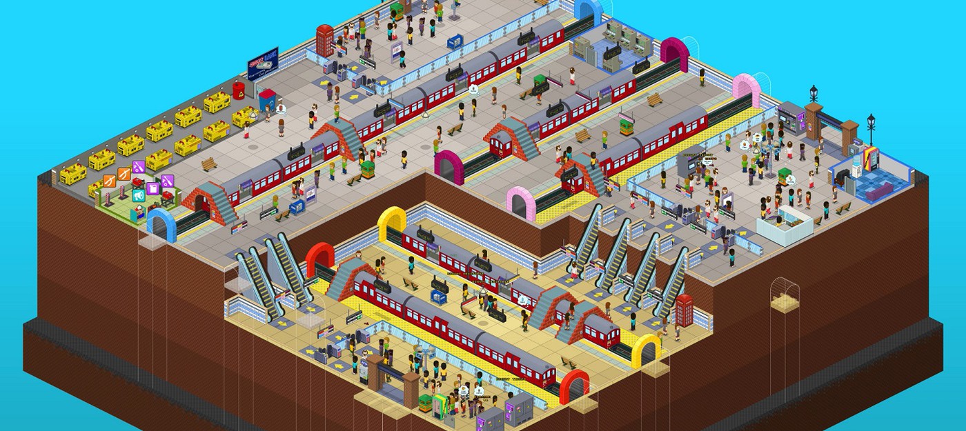 Управление пиксельной станцией метро в релизном трейлере милого тайкуна Overcrowd