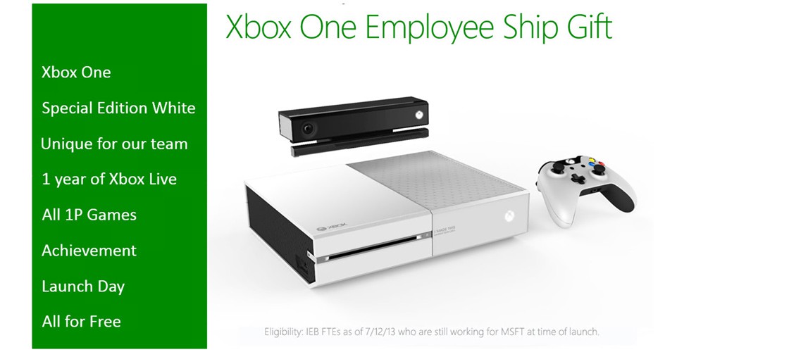 Microsoft будет раздавать белые Xbox One бесплатно... своим сотрудникам