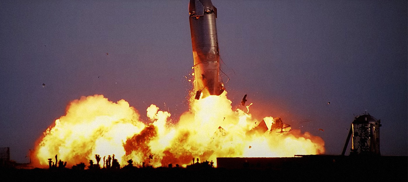 Замедленная съемка взрыва ракеты SpaceX Starship SN10 — Майкл Бэй должен быть счастлив