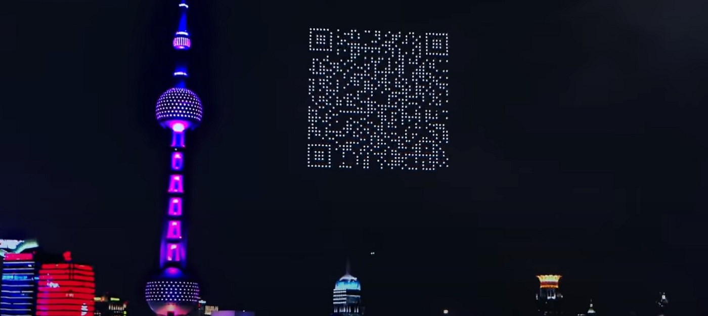 Более тысячи дронов образовали в Шанхае гигантский QR-код в честь годовщины Princess Connect! Re:Dive