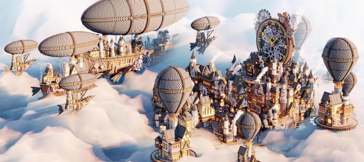 В Minecraft построили воздушный город в стиле стимпанка