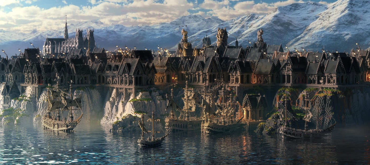 У игроков Minecraft ушло три года, чтобы построить готический фэнтезийный город на острове