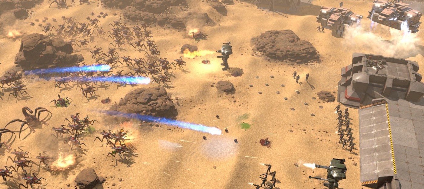 Первая встреча с жуками в геймплее сурвайвал стратегии Starship Troopers
