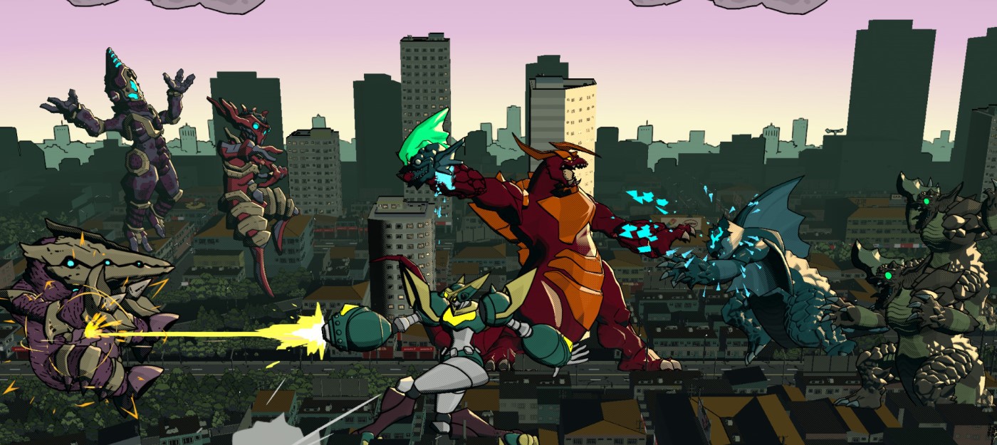 Роботы, кайдзю, разрушенные города и эффектные атаки в релизном трейлере битемапа  Dawn of the Monsters