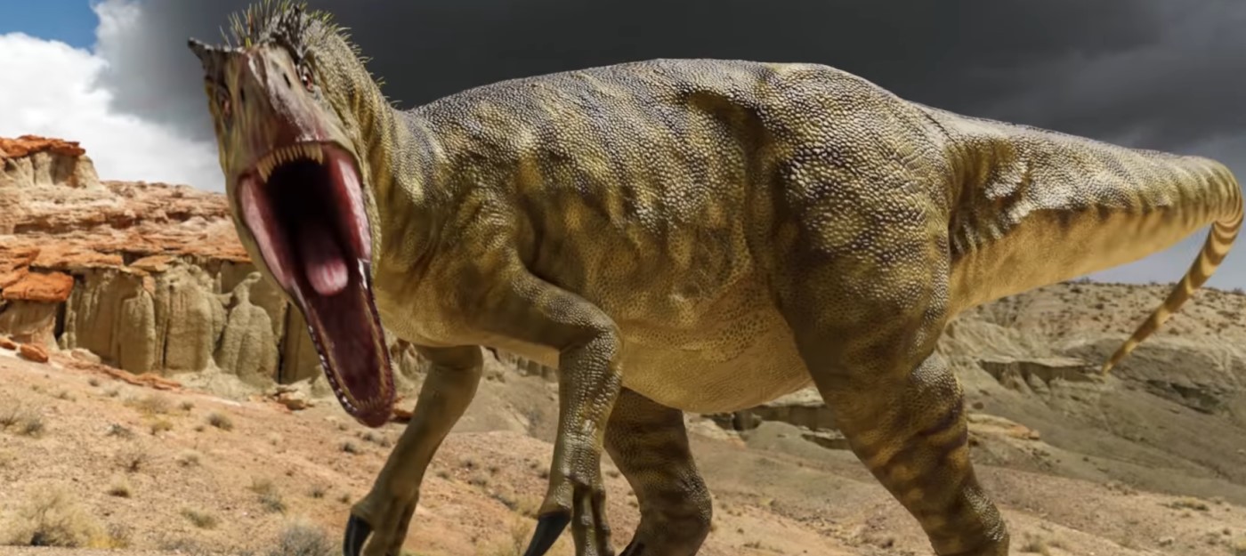 Путешественник во времени спасается от динозавра в хоррор-короткометражке