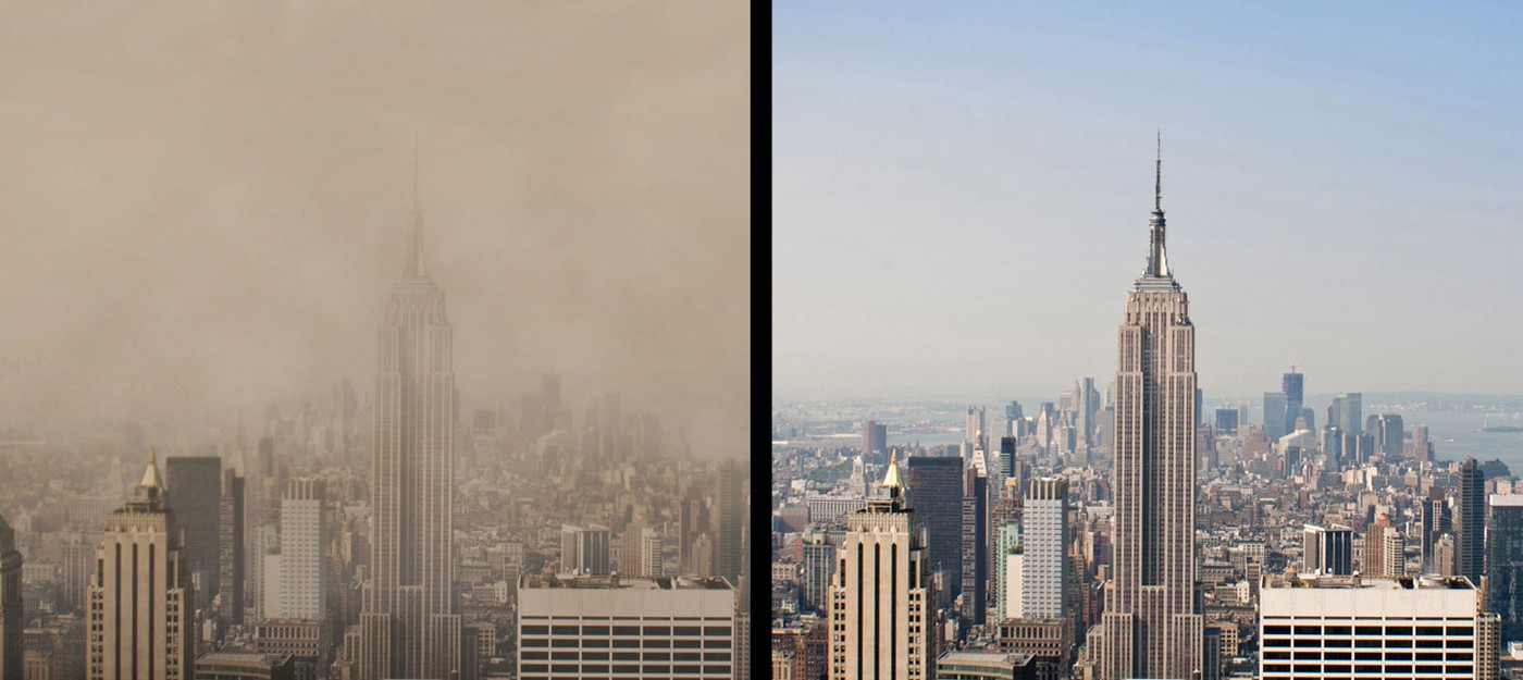 Как бы выглядели мегаполисы под плотным слоем смога