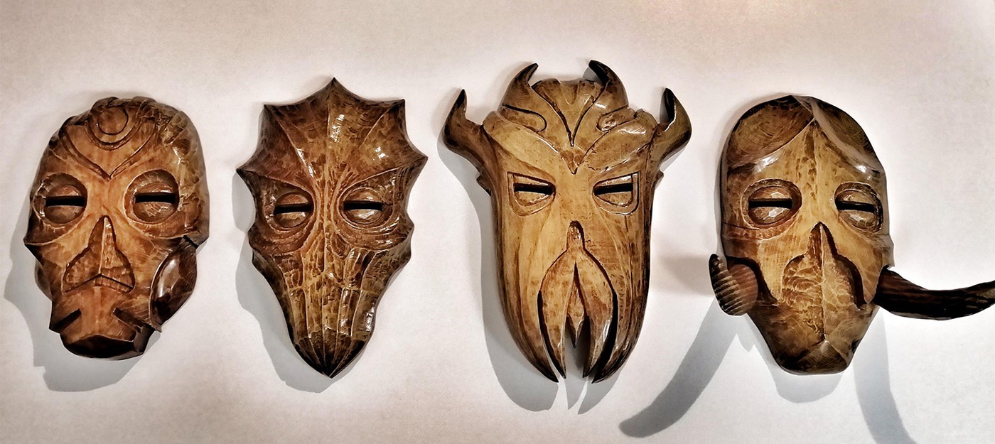 Фанат Skyrim сделал потрясающие деревянные маски драконьих жрецов