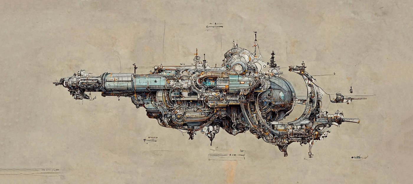 Нейросеть создала коллекцию чертежей стимпанковых космических кораблей