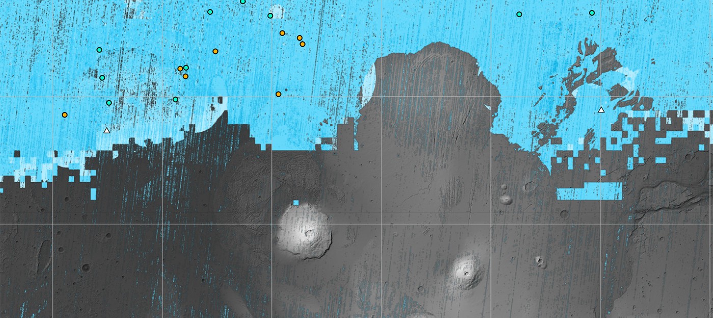 Детальная карта водных запасов Марса показывает, где следует приземлять будущих исследователей