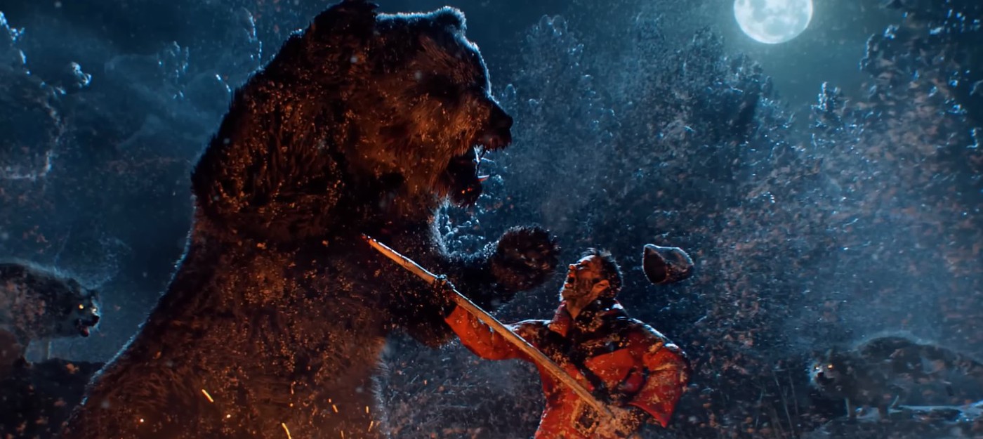 Медведь и человек в кинематографическом трейлере Winter Survival
