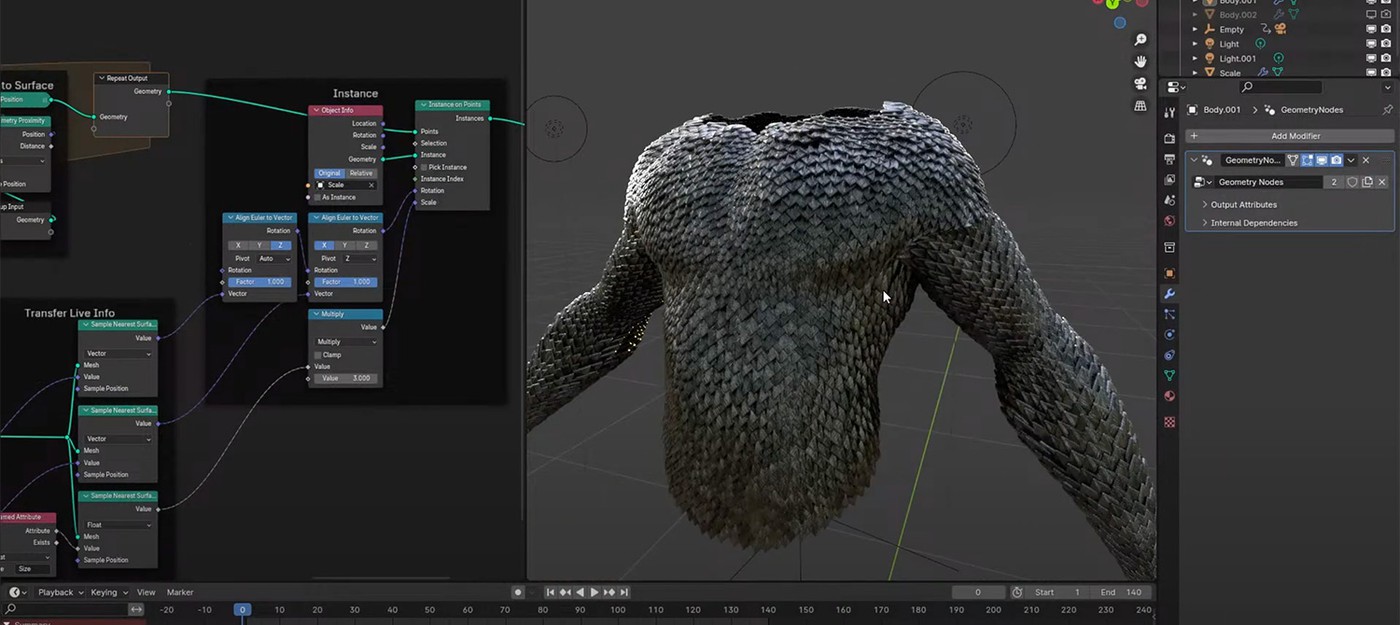 3D-художник выпустил бесплатную версию чешуйчатых доспехов для Blender